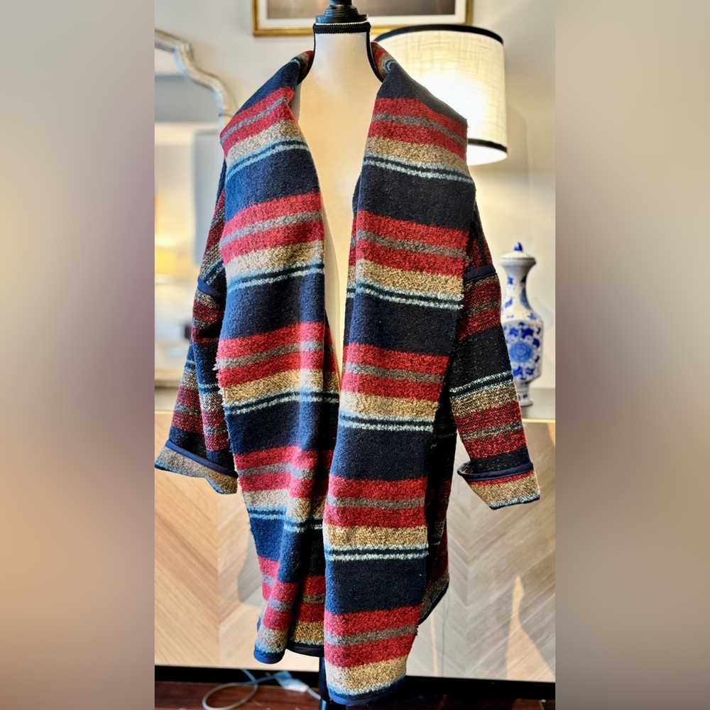 🧵 HANDMADE (by me!) Open-Front Wool Blend Coat size L - Picture 3 of 13